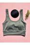 Women's 2 Pieces Corded Fabric Thick Strap Blouse with Removable Pads - Half Tank Top (GREEN-DAMSON) - 2