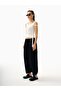 White Asymmetrical U-Neck Sleeveless Women's Blouse - 3