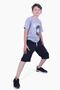 Vintage 95 Summer Printed Boy's Summer Bottom-Top Melange Gray Suit - 3