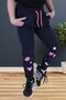 Star-Heart Pattern Detailed Girl's Double Pocket Navy Blue Sweatpants - 4