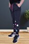 Star-Heart Pattern Detailed Girl's Double Pocket Anthracite Sweatpants - 3