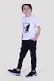 Ataturk printed unisex children's short sleeve black-white bottom-top set - 3