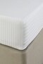 Luxury Hotel Concept White Striped Cotton Satin Elastic Double Bed Sheet Set Flounced Oxfort Bed Cover - 3