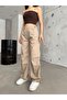 Women's Beige Stoppered Parachute Trousers