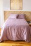 5 Star Luxury Hotel Type King Size Striped Cotton Satin Duvet Cover Set 180x200 Fitted Sheet Plum - 2