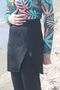 Patterned Black Zippered Women's Tunic - Tights Bonnet Closed, Hijab Swimsuit, Burkini - 5