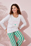 Beige Melange Printed Cotton Knitted Pajama Set 24240140