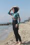Patterned Black Zippered Women's Tunic - Tights Bonnet Closed, Hijab Swimsuit, Burkini - 2