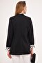 Women's Black Ikosiena Jacket Stand Collar Sleeve Leopard Pattern ARM-24Y001044 - 5