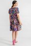 Women's Purple V-Neck Short Sleeve Patterned Ruffle Dress ARM-24Y001014 - 4
