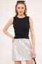 Women's Black Crew Neck Sleeveless Ribbed Blouse ARM-24Y133005