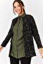 Women's Khaki Pocket Flap Patterned Jacket ARM-22Y001166 - 3
