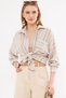 Women's Mink Long Sleeve Pocket Detail Back Pleated Stripe Oversize Shirt Arm-24Y 001053 - 2