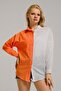 Women's Orange Blocked Oversize Long Basic Shirt ARM-23Y001095 - 3