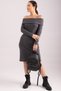 Women's Anthracite Madonna Collar Fitted Ribbed Camisole Dress ARM-24K001070