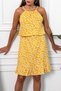 Women's Yellow Halter Neck Belted Waist Ruffle Skirt Dress ARM-23Y001112 - 2
