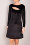Women's Black Low-cut Long Sleeve Velvet Mini Dress ARM-24K001051 - 3