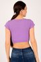 Women's Lilac Front Gathered Crew Neck Ribbed Crop Blouse ARM-22Y123022 - 3