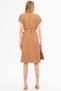 Women's Light Brown Linen Look Belted Short Sleeve Shirt Dress Arm-24Y001084 - 6