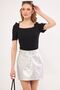 Women's Black Front Back Square Neck Watermelon Sleeve Corded Blouse ARM-24Y133004 - 2