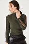 Women's Khaki Neck Sleeve Lace Detailed Knitwear Sweater ARM-21K001056 - 3