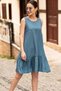 Women's Indigo Sleeveless Skirt Ruffle Dress ARM-18Y001156 - 3