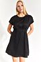 Women's Black Rubber Detailed Bat Sleeve Dress - 2