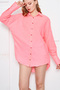 Women's Neon Pink Oversize Textured Linen Look Wide Cuff Shirt Arm-24k001001