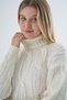 Women's Bone Oversize Turtleneck Thessaloniki Hair Braided Wool Special Yarn Knitwear Knitted Sweater Trist-6159 - 6
