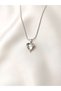 Women's Stainless Steel Love Melting Mother of Pearl Stone Heart Necklace - 2