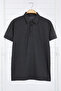 Men's Black Basic Knitted Polo Neck T-Shirt Tedaw25Po00000