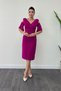Atlas fabric pleated detail pencil dress - fuchsia - 2