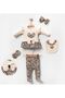 Leopard Printed Heart 100% Cotton Newborn Baby Girl 5 Piece Hospital Discharge Bodysuit Set - 2