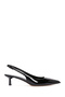 Black Leather Low Heel Stiletto - Open Back 24sfd 120916