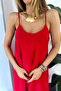 Aerobin Fabric Adjustable Strap Long Red Dress - 6