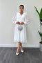 Chiffon Fabric Pearl Detailed Midi Dress - WHITE