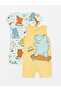 LCW Crew Neck Short Sleeve Printed Baby Boy Jumpsuit 2 Pieces