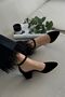 Women's Ruth Short Block Heel Daily Comfortable Black Suede Shoes