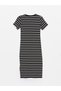 Crew Neck Striped Short Sleeve Women's Bodycon Dress - 7