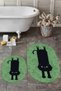 Digital Washable Non-Slip Cute Cat Double-Sided Bathroom Rug Mat Oval Toilet Set - 6