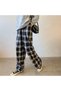 Harajuku Black And White Plaid Pants Summer Casual Wide Leg Korean Fashion Loose Straight Sweatpants Y2k Bottoms - 7