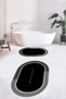 Digital Printed Washable Bathroom Written Oval Bath Mat Toilet Set, OKLZT-1-BLACK, - 5