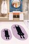 Digital Washable Non-Slip Cute Cat Double-Sided Bathroom Rug Mat Oval Toilet Set - 3