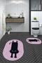 Digital Washable Non-Slip Cute Cat Double-Sided Bathroom Rug Mat Oval Toilet Set