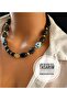 Bodrum Necklace with Glass Beads and Charcoal grey Acrylic Beads, Handmade Murano Necklace - 2