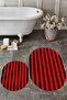 Digital Washable Non-Slip Striped Modern Double Bathroom Rug Mat Oval Toilet Set - 4