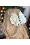 Luxury Fashion Trend Large Satin Artificial Rose Flower Hairpin Clip Buckle White - 3