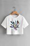 Griland Women's White You Want Printed Oversize Crop Top - 2