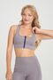 Women's Grey Padded Supportive Shaping / Sculpting Zippered Cropped Athletic Tank Top - 4