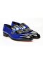 Dark Blue and Sax Blue Color Genuine Leather Men's Shoes